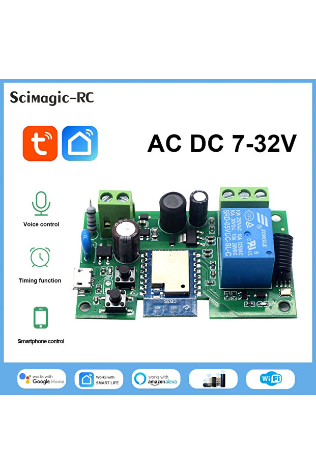 7-32V No Case Tuya Smart WIFI Wireless Door Access Motor Switch 10A DC 5V 12V 24V 32V AC 220V 1 Chan