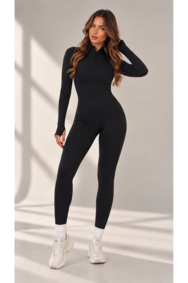 Black Fleece Fitted Jumpsuit