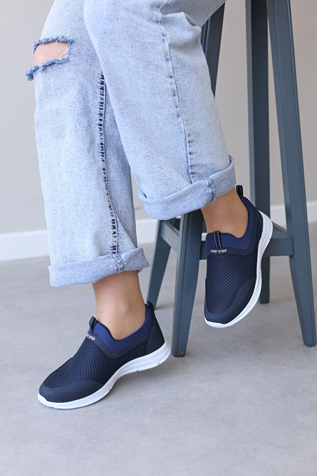 Navy Blue White Women's Sneaker Shoes 930Zaf555