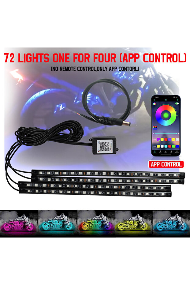 72LED APP Led Motorcycle Atmosphere Light Decorative Ambient Light Strip Neon Lamp Flexible RGB APP