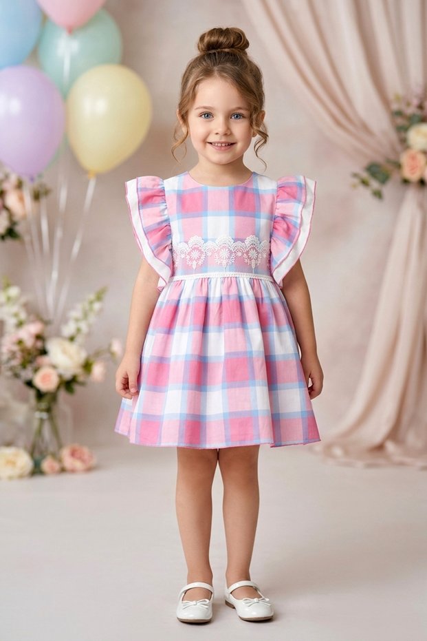 Baby Girl Dress Girls' Dress Birthday Party Wedding Dress Lace Short Sleeve Lined Dress