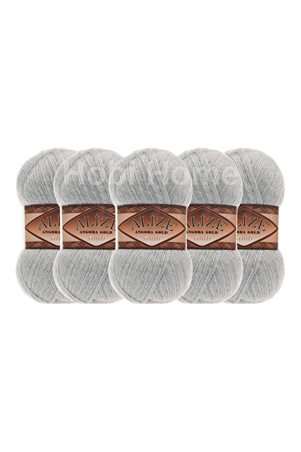 Angora Gold Glitter Hand Knitting Yarn 5 Pack 500 Gr - Gray 21