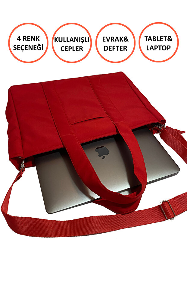 Idily Red Tote Bag Shoulder Bag Laptop Book Briefcase Portable Tb005