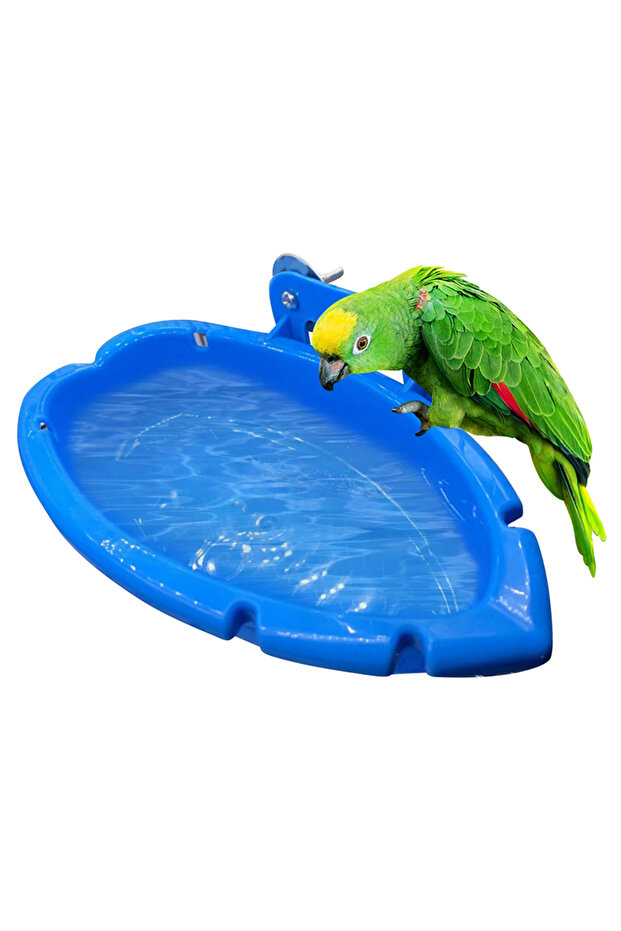 Blue Parrot Food Tray Multifunction Creative Blue Bathtub Animal Cage Standing Wash Shower Box Bird