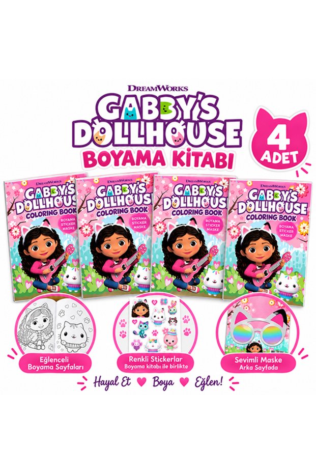 4 Pieces of Gabby Coloring Book with Stickers (16 Pages)