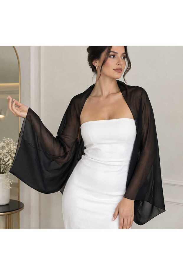 Women's Black Pareo Chiffon Shawl