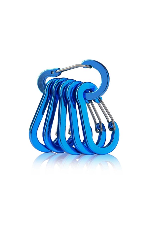 Blue 6pcs 6Pcs Aluminum Alloy Carabiner Keychain Outdoor Camping Climbing Snap Clip Lock Buckle Hook