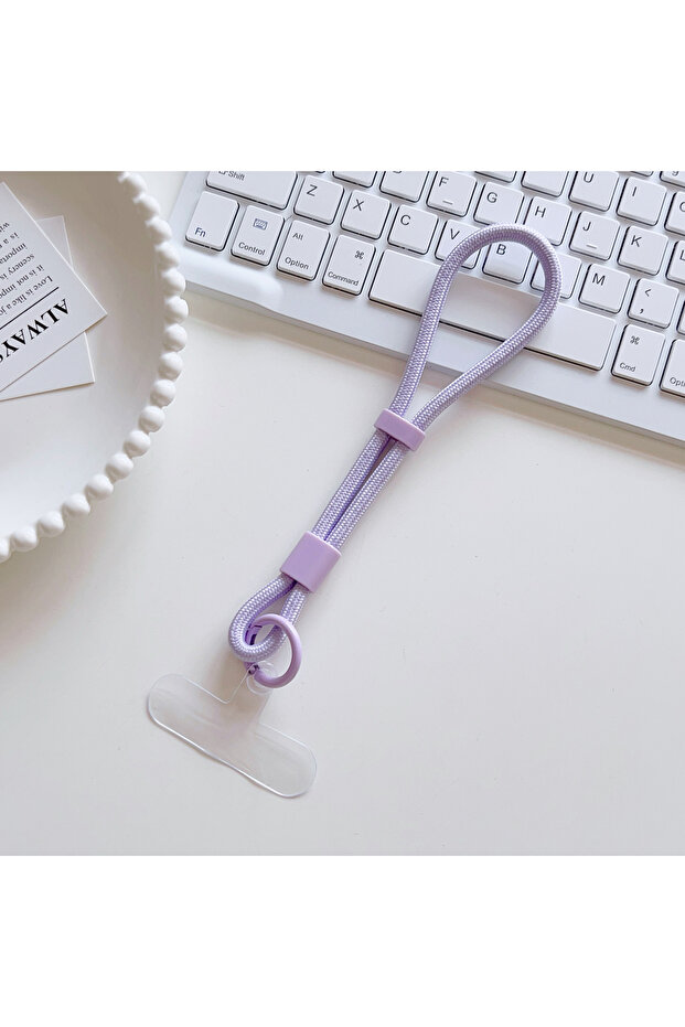 Light Purple Short Adjustable Phone Strap Anti Slip Anti Fall Wrist Strap Phone Case Universal Conne