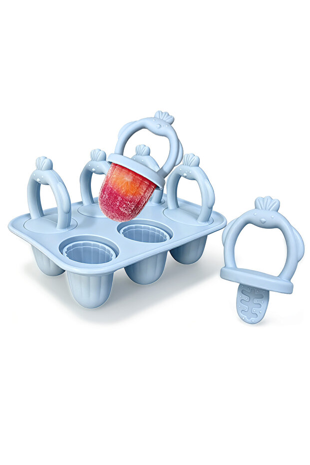 lan 6-Compartment Silicone Popsicle Mold for Babies, Easy to Grip, with Anti-Choking Design, Suitabl