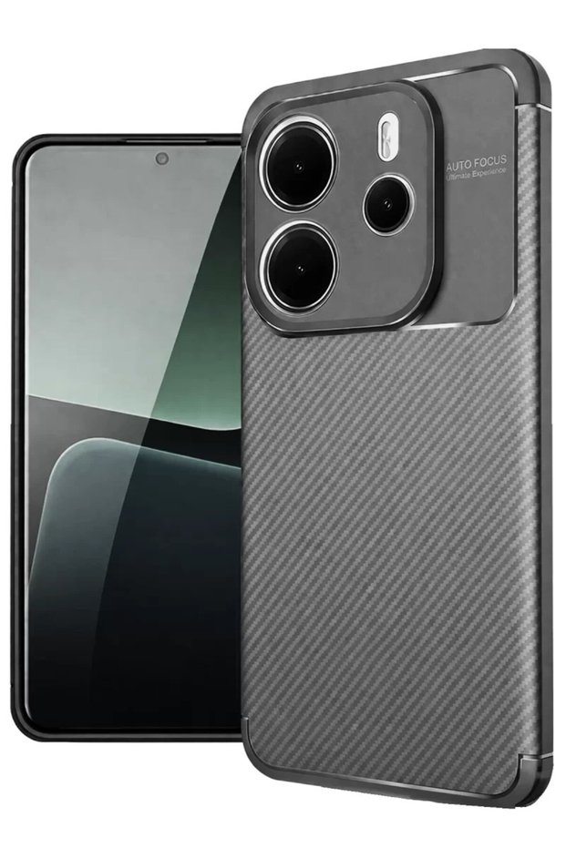® غطاء حماية كربوني للهاتف Redmi Note 14 4G مع تركيز تلقائي - رمادي