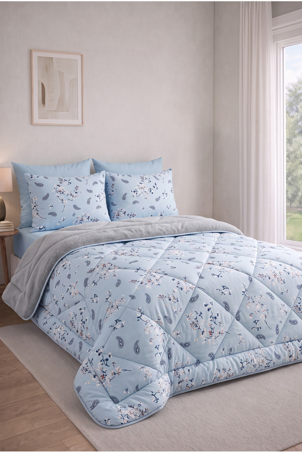 Double Floral Welsoft Quilt Double-Sided 195X215
