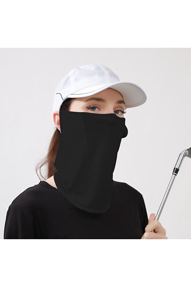 B Summer UV Protection Ice Silk Mask Sun Proof Bib Solid Color Sunscreen Face Scarf Mesh Breathable