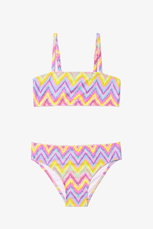 Girl's Zigzag Bandeau Bikini Set