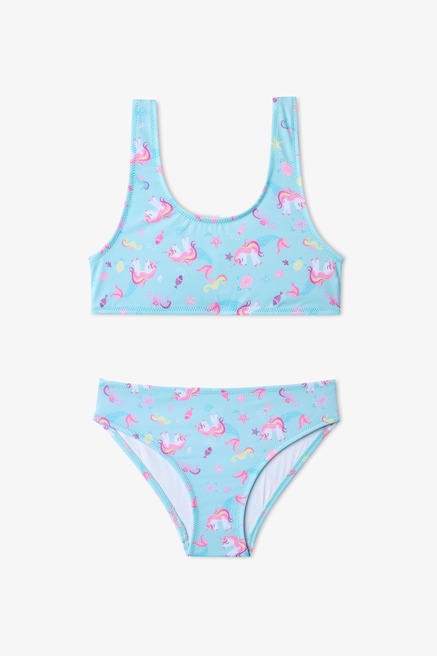 Girl's Unimermaid Unicorn Patterned Halter Bikini Set