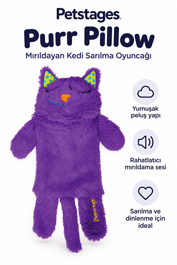 Purr Pillow Meowing Cat Plush Hugging Toy - with Sound and Vibrations!