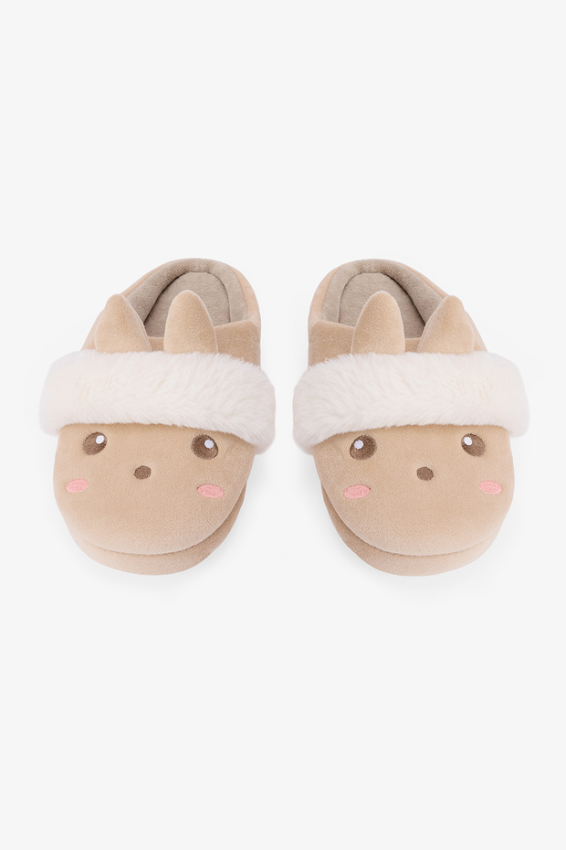 Beige Cute Rabbit Embroidered House Slippers