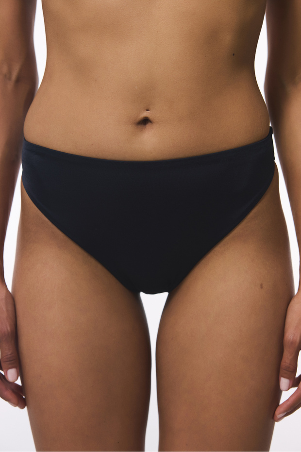 Black High Waist Slip Bikini Bottom