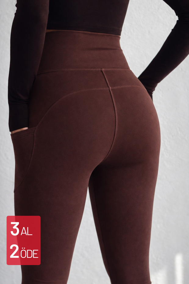 Women's High Waist Gathering Double Pocket Leggings Fitness Leggings 6003