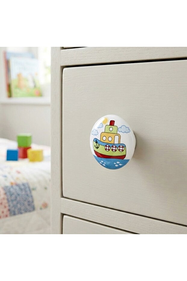 Tomurcuk Porcelain Button Train Children's Room Furniture Cabinet Handle