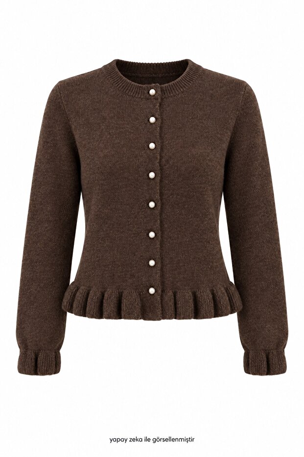 Pearl Buttoned Knitwear Brown