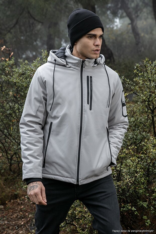 Regular Fit Removable Hooded Pocket Coat Men's Coat 497Albert