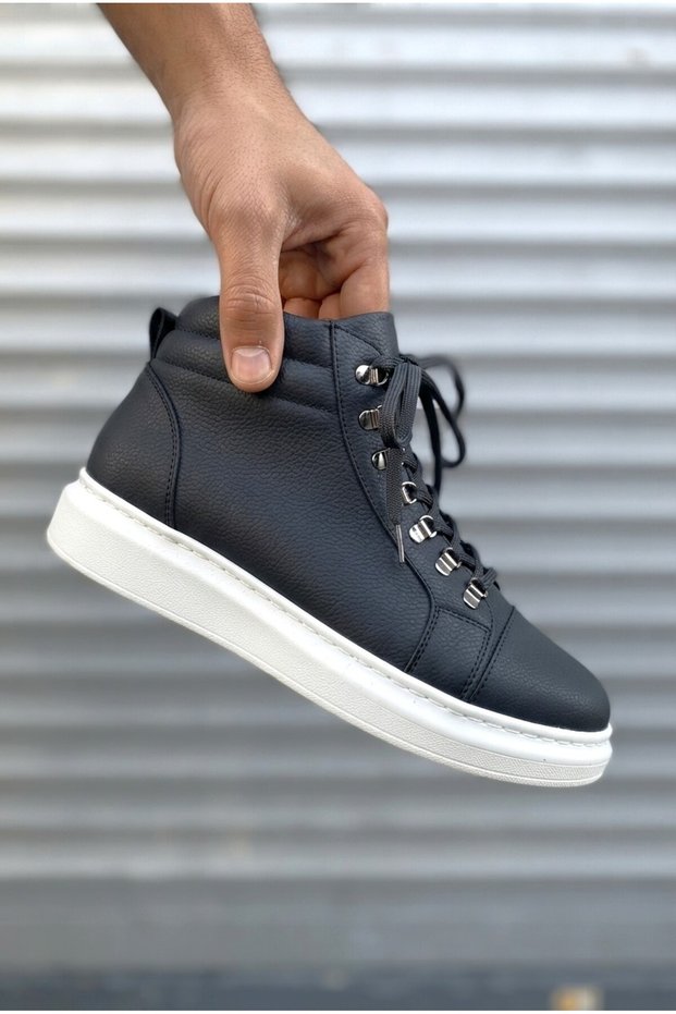 Zrj206 premium high quality lace-up black white men's sports boots
