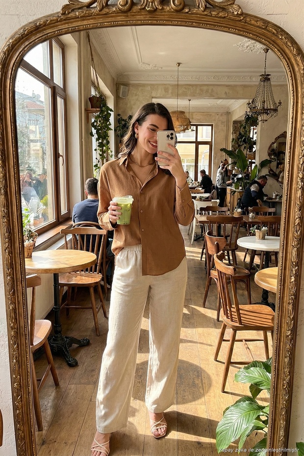 Cotton Regular Fit Long Sleeve Plain Shirt Women's Shirt Cf25S168305
