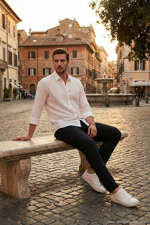 Regular Fit Normal Bell Bottom Trousers Men's Pants 6689255