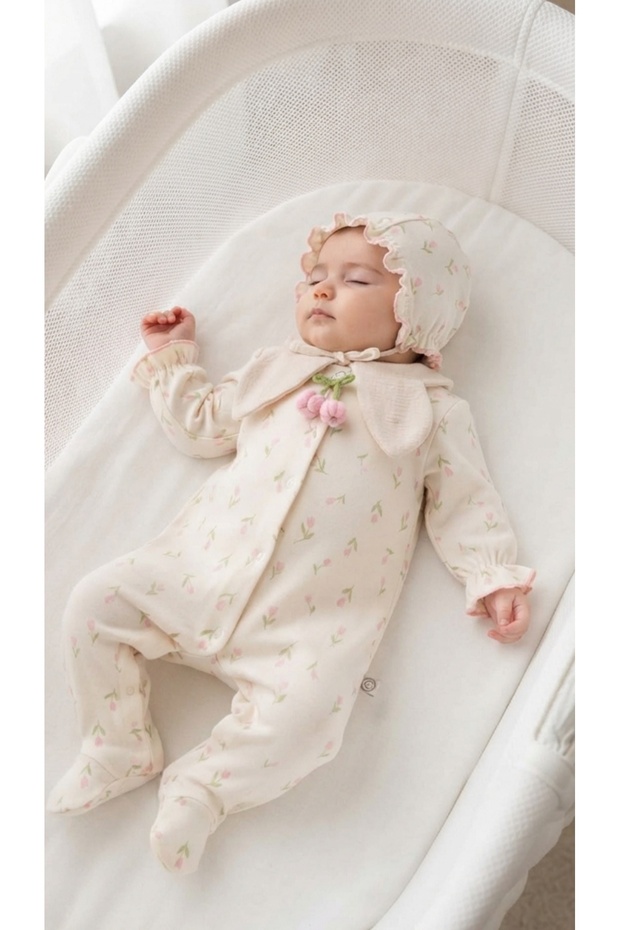 Baby Girl 100% Cotton Tulip Patterned Jumpsuit