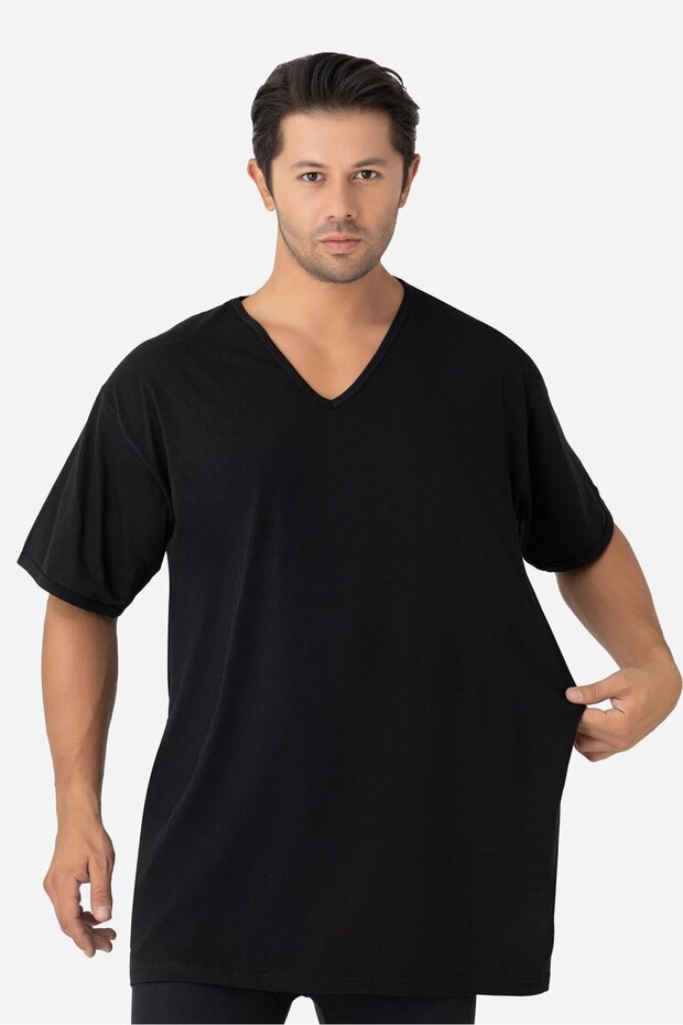 Men's V-Neck Short Sleeve Plus Size Basic T-Shirt 100% Cotton Combed