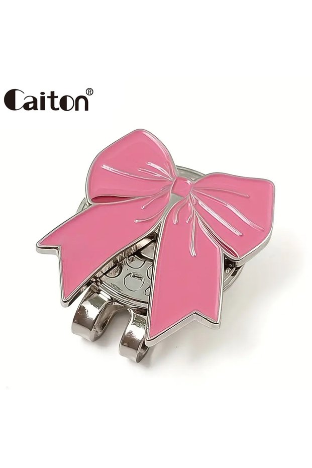 Pink Color Caiton Pink Ribbon Golf Hat Clip Magnetic Ball Marker, Cute Cap Accessory Gift for Women