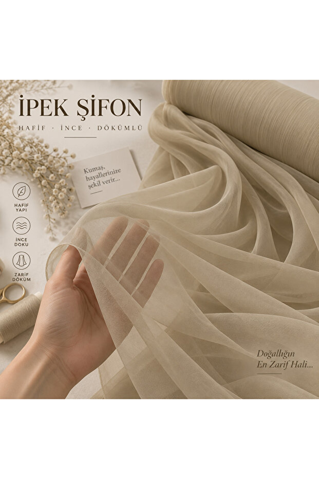 Silk Chiffon Fabric, Fine Textured, Sweat-Resistant Dressmaking Fabric (150 X 100 cm)