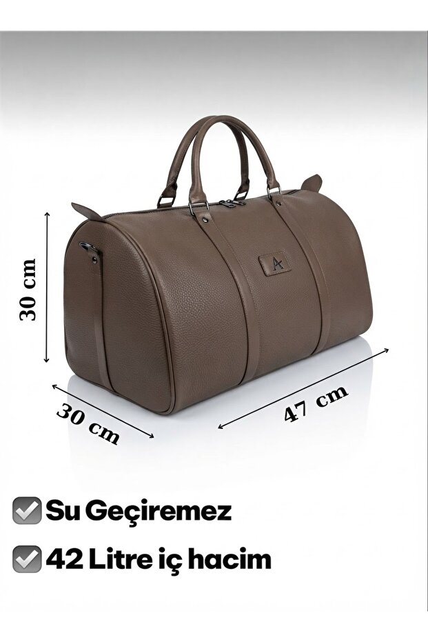 Travel Duffel Bag with Shoulder Strap Hand Luggage Mink Vegan Leather Cabin Size