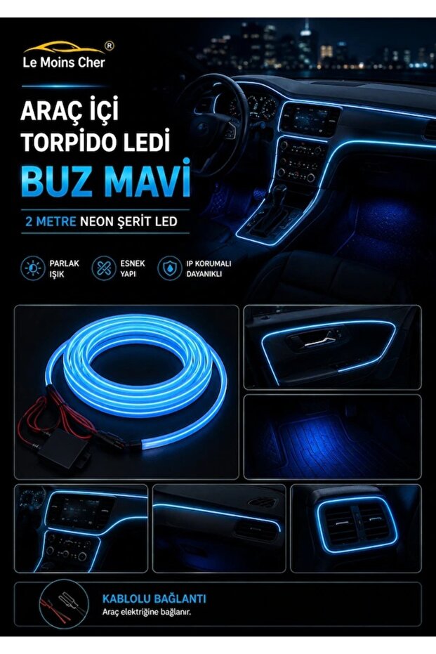 شريط إضاءة LED نيون أزرق ثلجي بطول 2 متر متوافق مع سوزوكي XL-7