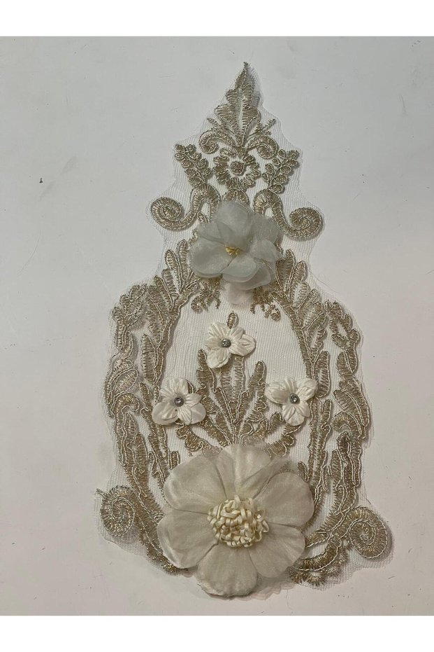 33x16 Cm Embroidery Tulle Guipure Floral Embroidery Accessory Applique
