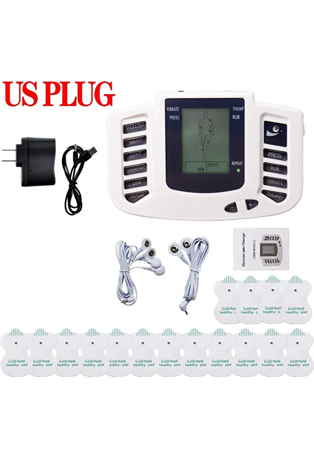 US Plug TENS Pulse Body Massager Dual Channel Low-frequency Acupuncture Moxibustion Unit EMS Muscle