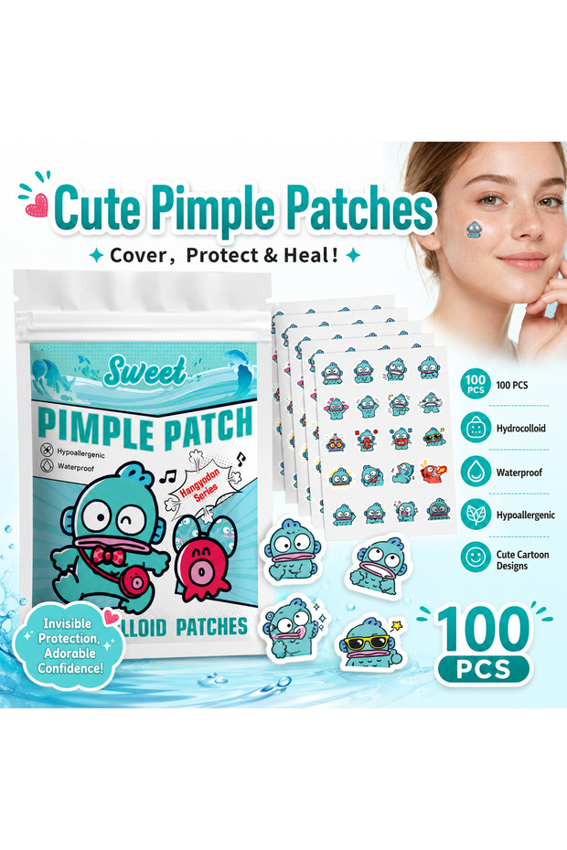 100PCS 100pcsNon-Irritating Nemo Style Clownfish Pimple Stickers, Makeup Friendly Hydrocolloid Spot