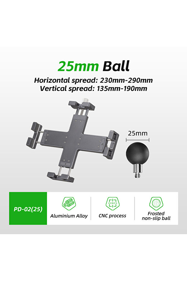 PD-02 FANAUE Aluminum Tablet Holder Clamp Tripod Adjustable Stand for 5.5-9" Universal Clip Tripod M