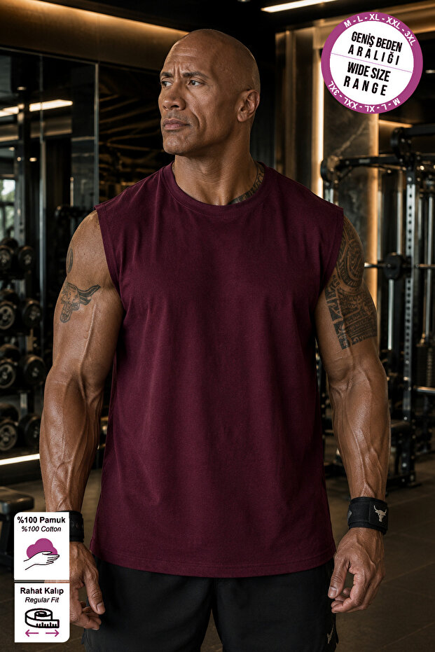 Cherry Sportsman Tank Top Cotton Fabric Crew Neck Men's Sleeveless Undershirt