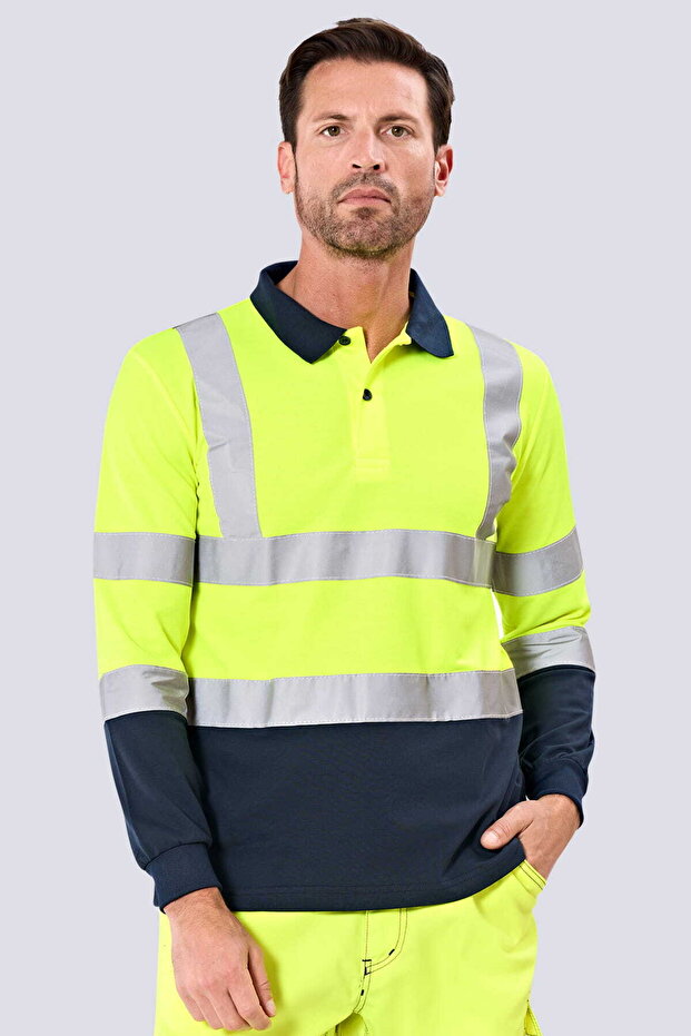 Reflective Polo Neck T-Shirt Interlock Long Sleeve