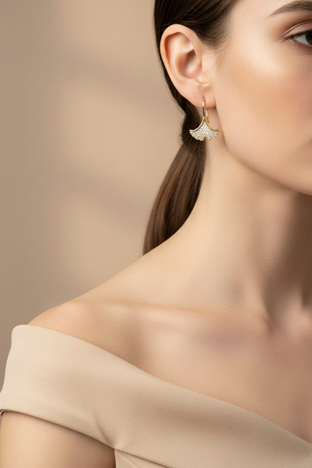 Style Pearl/Xuping Jewelry Hanging Leaf Zircon Stone Earrings