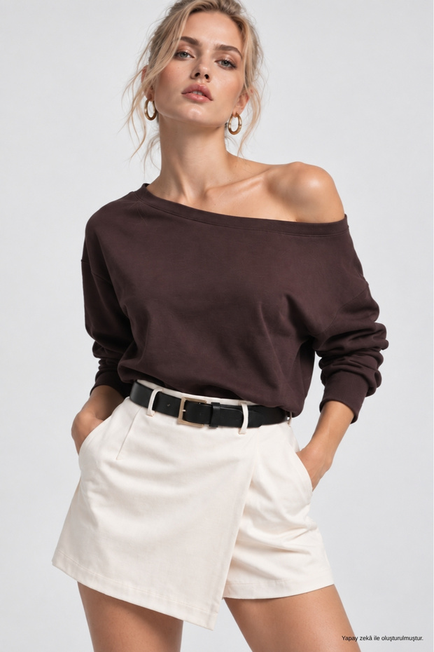 Women's Brown Off-Shoulder Modal Blouse