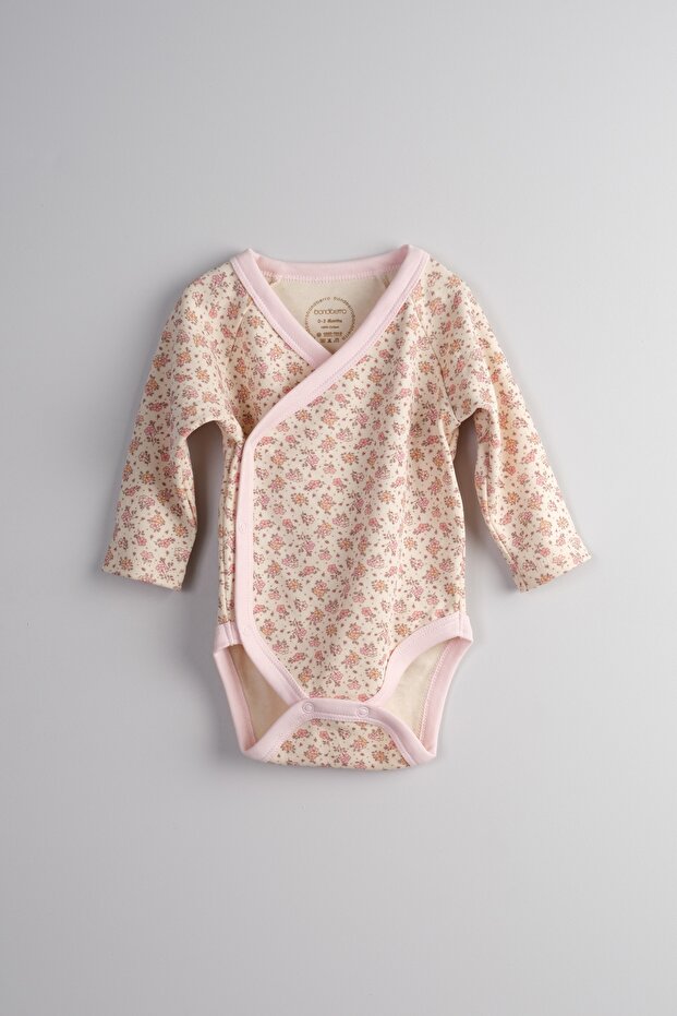 100% Cotton Double-Breasted Bodysuit (Pink Floral)