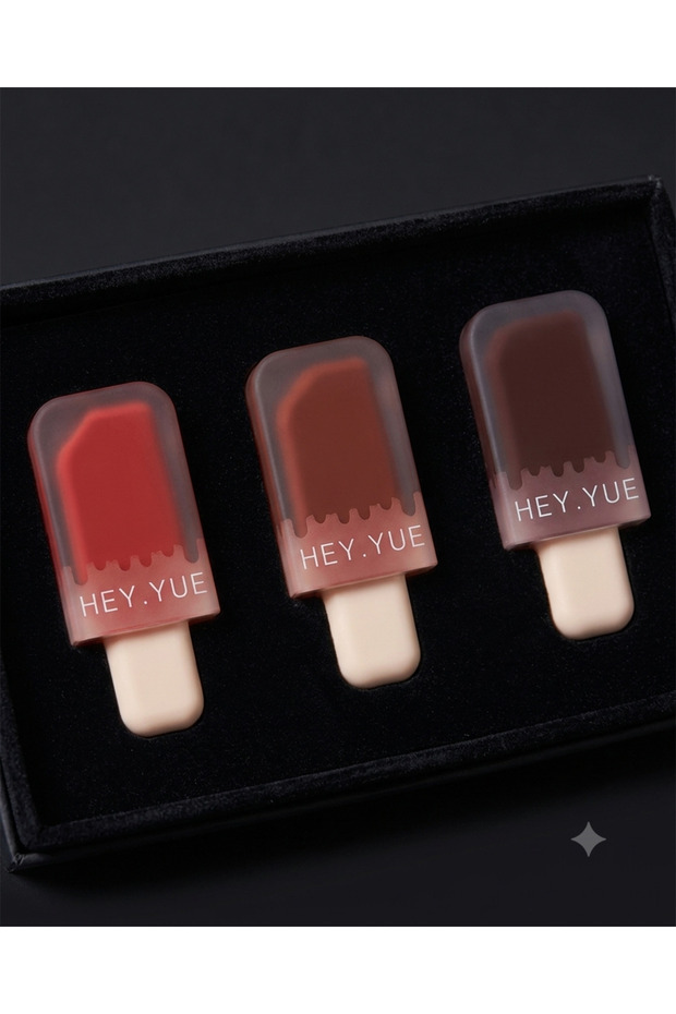 Three-Piece Liquid Matte Lipstick Set - Ice Cream Design Long-Lasting & Water-Resistant