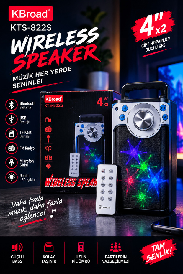 WIRELESS SPEAKER 4X2 KTS-822S