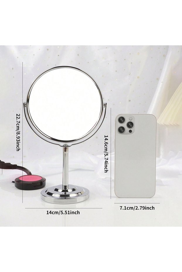 5in-Silvery 3/4/5in Double-Side Makeup Mirror With 2X Magnification Clear Reflection And Easy To Car