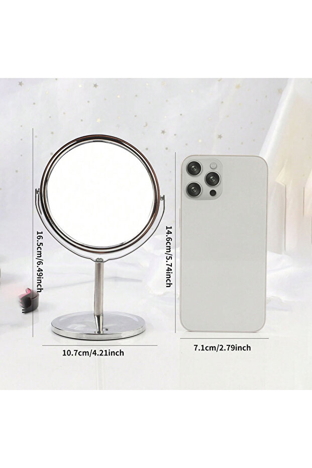 3in-Silvery 3/4/5in Double-Side Makeup Mirror With 2X Magnification Clear Reflection And Easy To Car