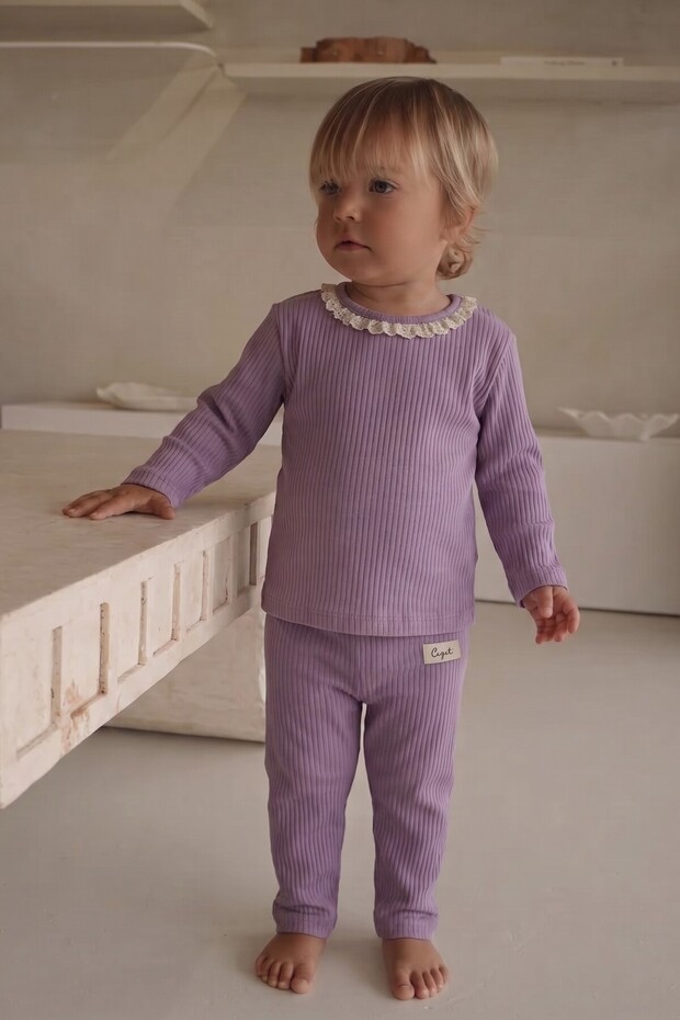 Lace Long Sleeve Transitional Piece Set 0-3 Years Lilac