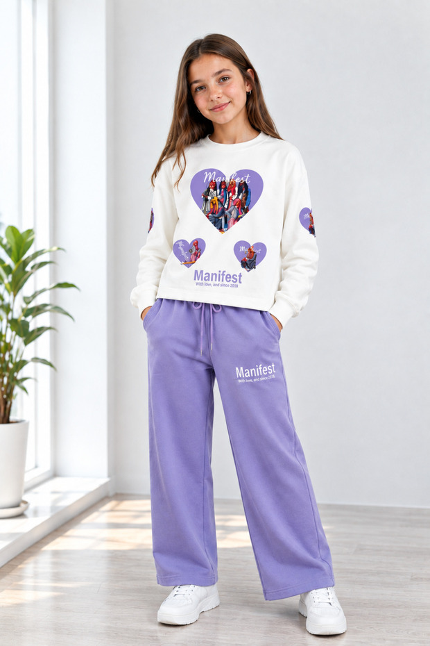 Girls' Seasonal Top and Bottom Set Super Quality Oyşoh Fabric Full Lycra 2-Ply-0000