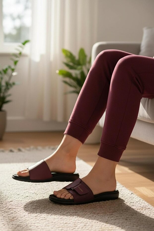 شباشب نسائية مريحة للاستخدام اليومي - باليرمو-4 أحمر داكن